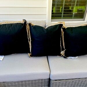 New Set of 3 Indoor/Outdoor Pillows 20x20” with Macrame Borders